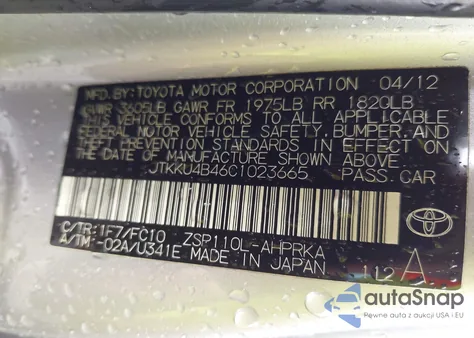 2012 Scion Xd Release Series 4.0 from USA, damaged, VIN JTKKU4B46C1023665